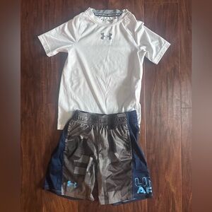 Under Armour White Tee and Navy Shorts Combo